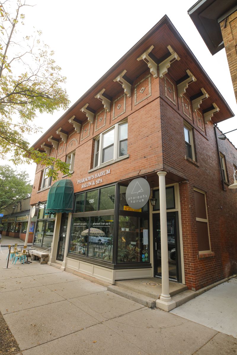 The brick building at 735 Park Ave, Rochester, home of Pharaoh's Hairum on Park Avenue